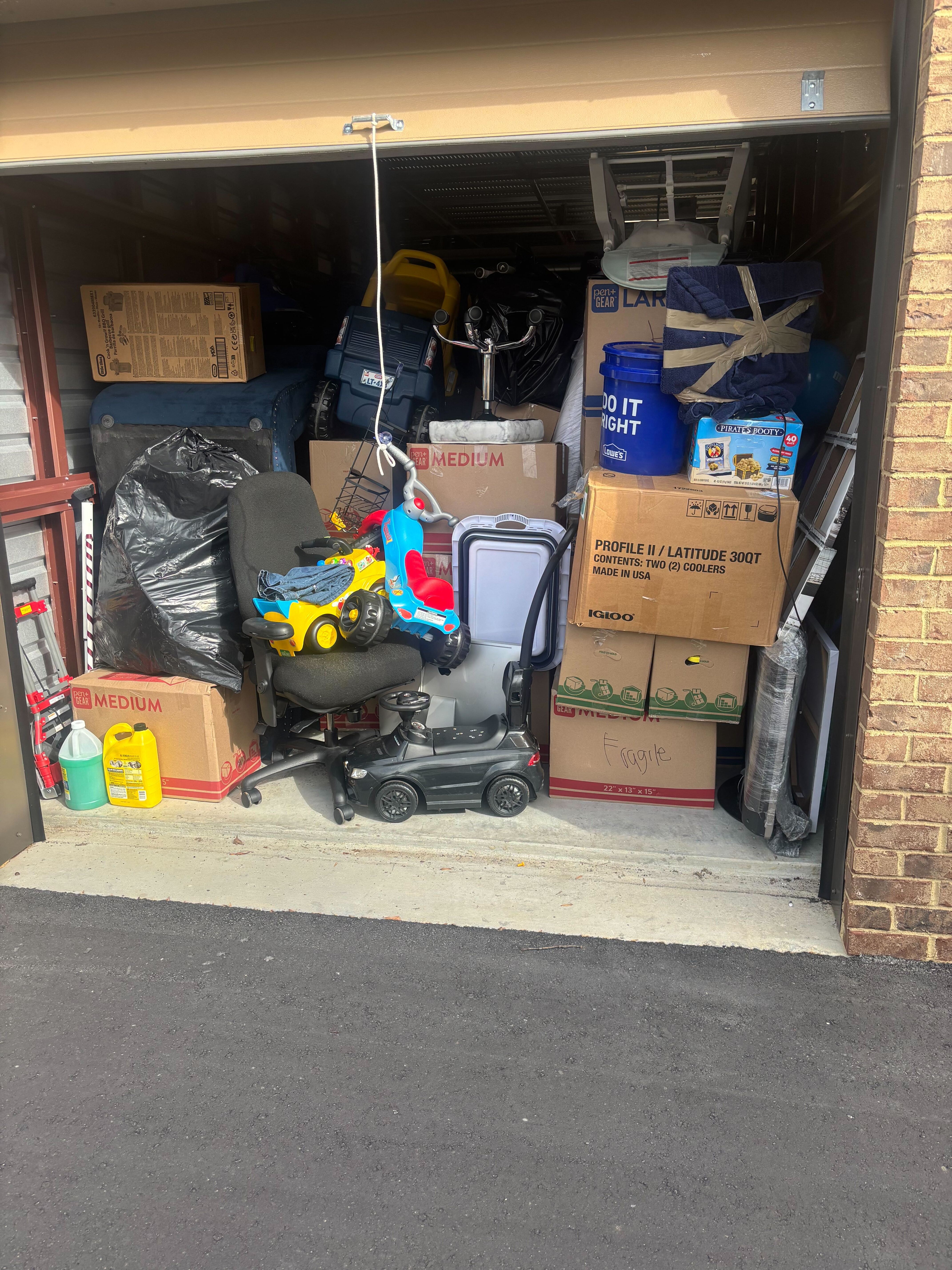 Packed garage staged for a Metro Movers ATL move